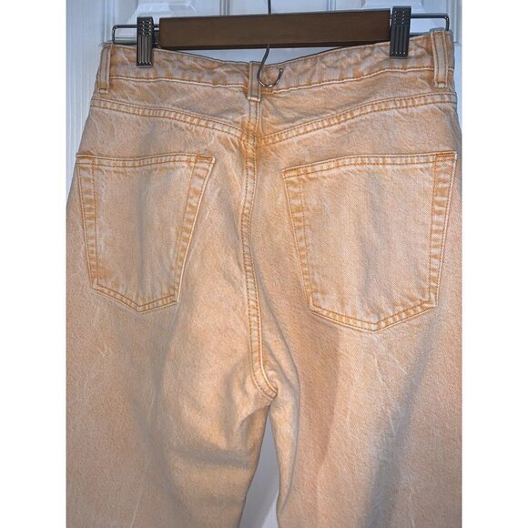 Topshop Orange Stone Washed Cropped Straight Leg Denim Mom Jeans Size 28 - Picture 6 of 8